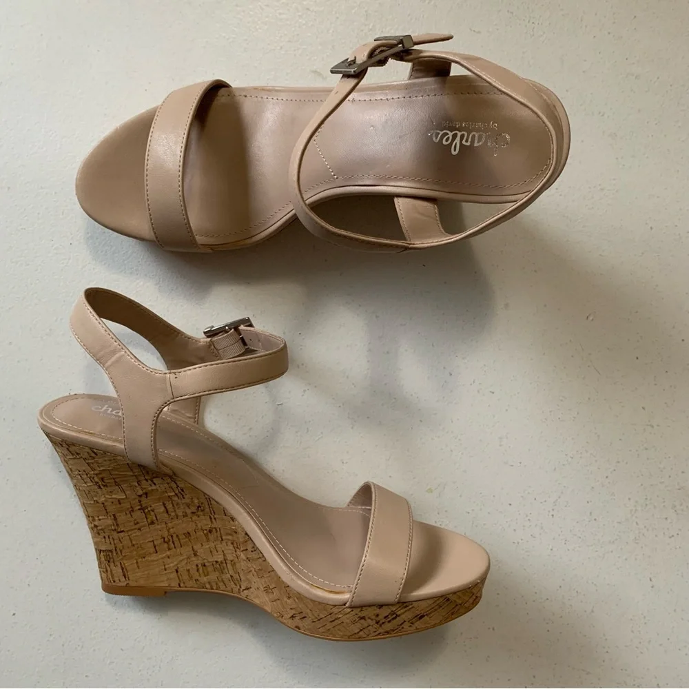 Charles by Charles David Beige Lindy Cork Wedge Platform Sandals Size 11